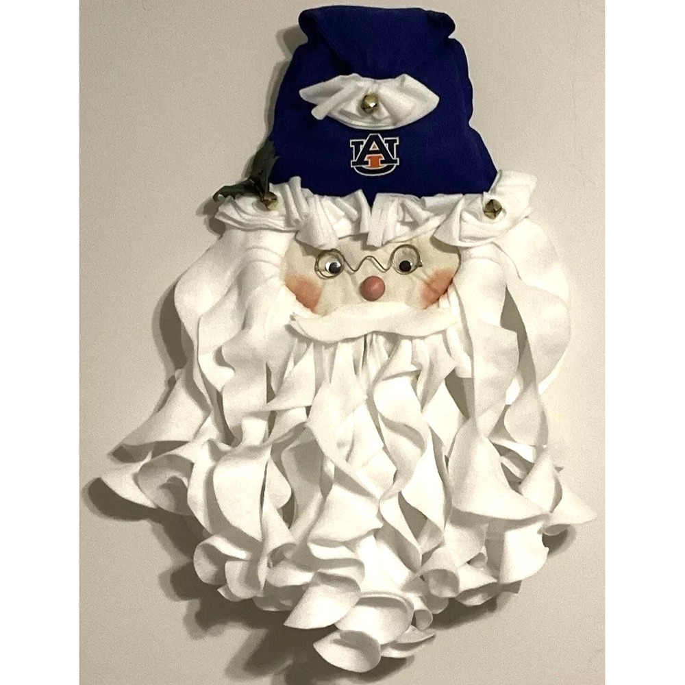 Auburn Tigers Santa Door Hanger Christmas Decor Handmade AU Blue‎ White